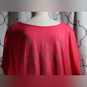 Time, pink top with tan embroidery, size 2X